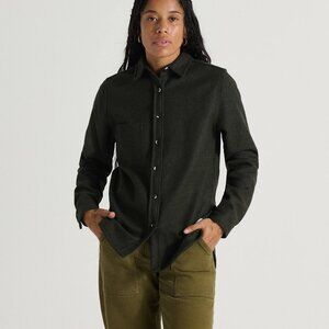 Anian Modern Melton Women Olive Wool Shacket XS